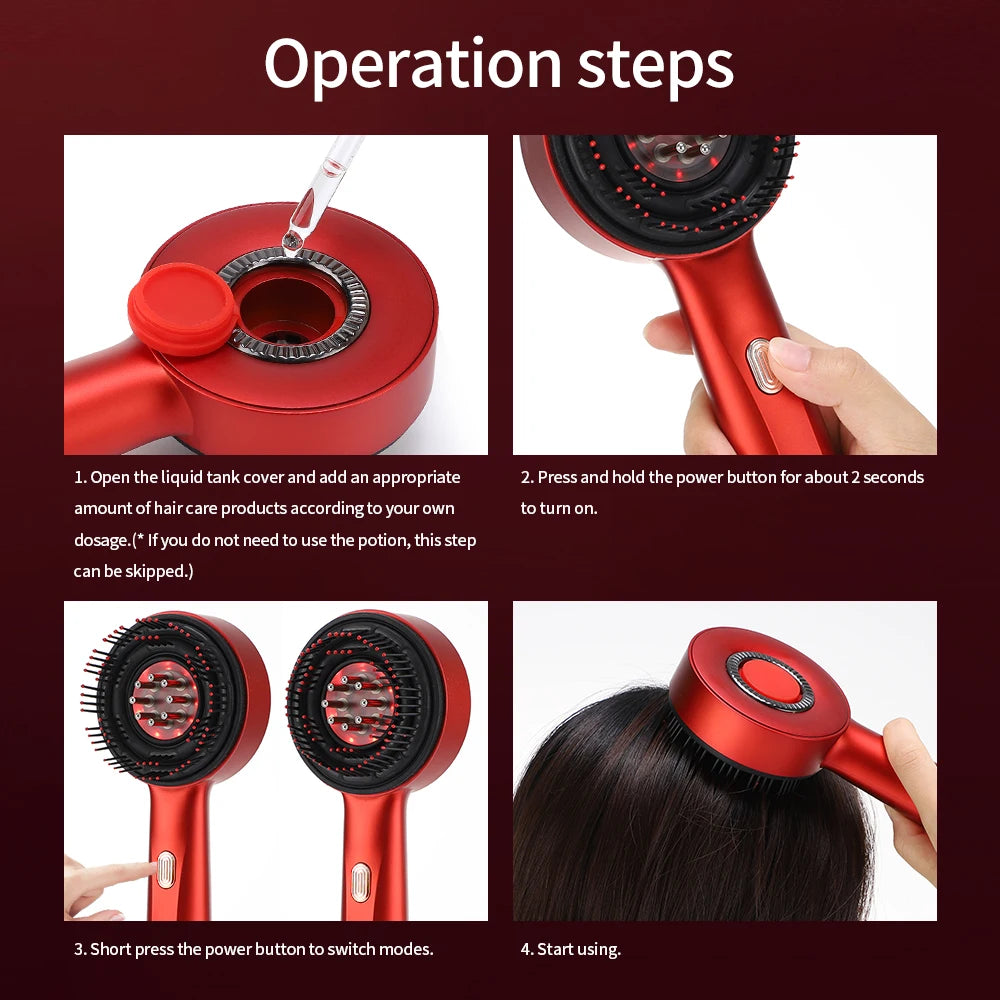 Electric Scalp Massage Comb for Growth Scalp Oil Applicator Hair Care 660nm Red Light Head Massager Improve Hair Loss Brush